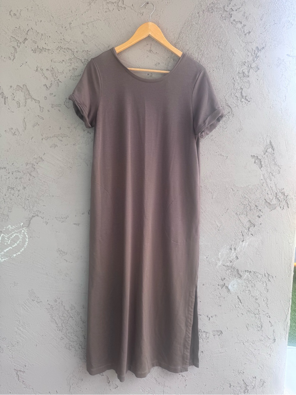 Pure Jill J. Jill Everyday Short Sleeve Maxi Dress in Brown Pima Cotton Modal mp